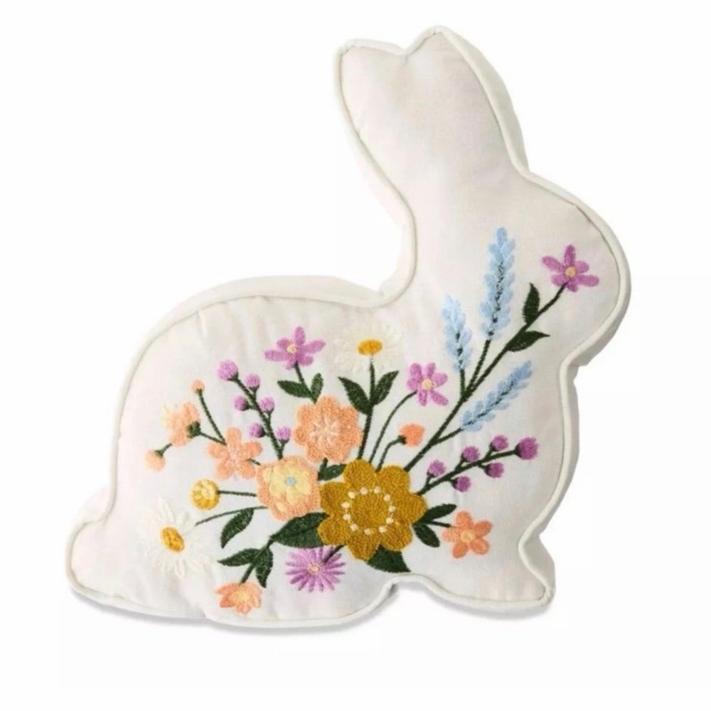 Floral Bunny Decorative Pillow Set of 2‎ Multicolor, 14" x 14".